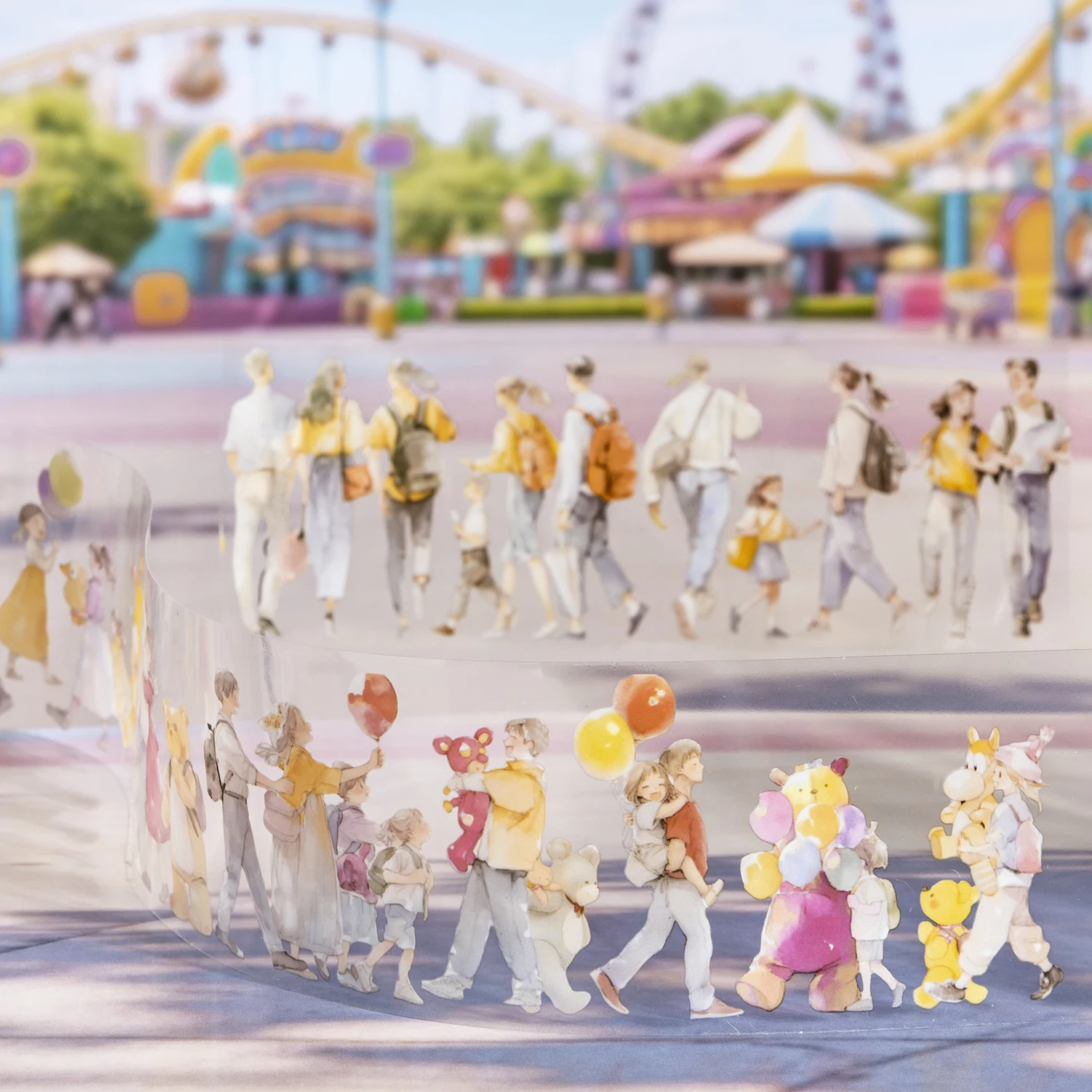 1 Roll Pedestrian PET Seamless Scene Washi Tape for DIY Scrapbooking Journal Collage Material Phone Case Notebook Decoration