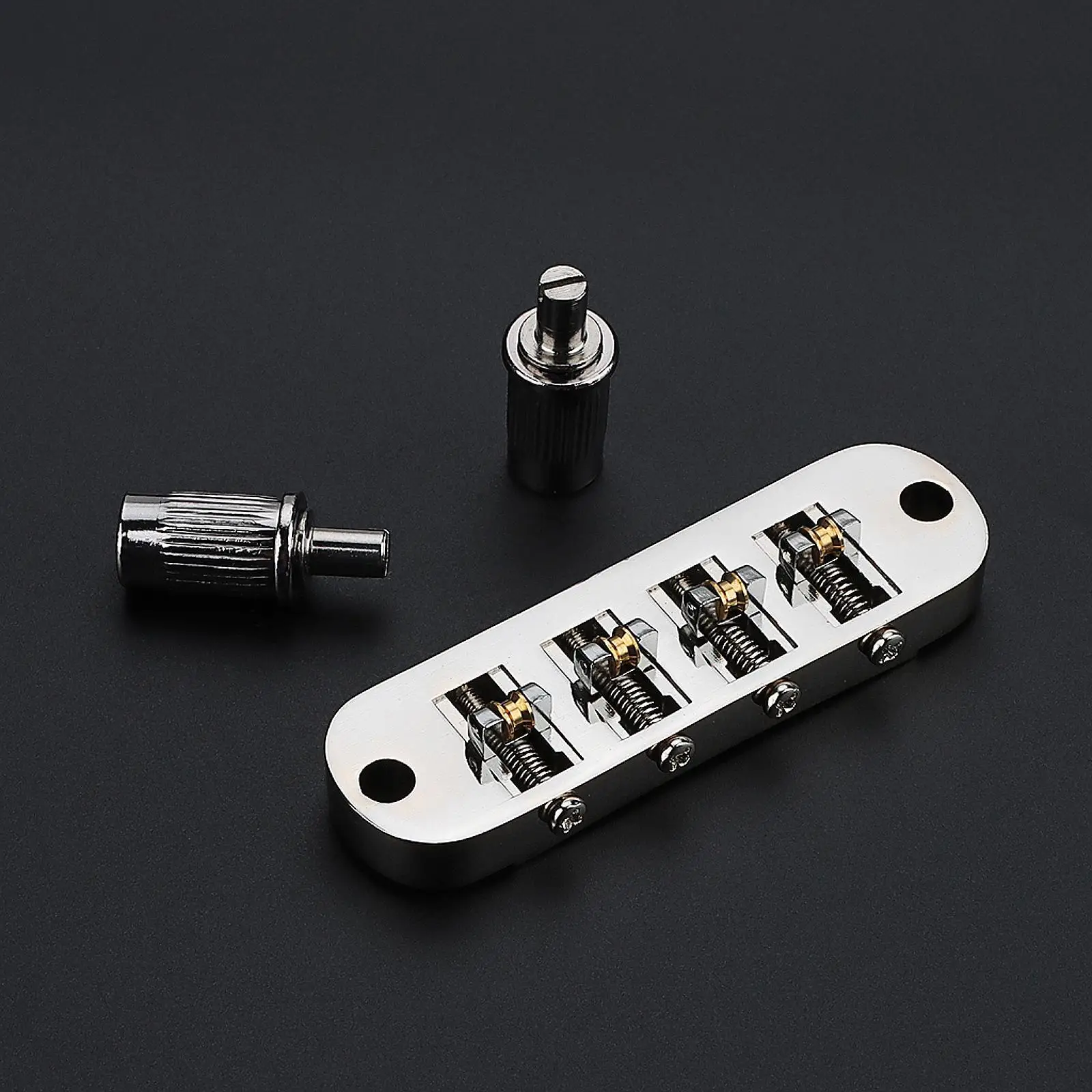 

Electric Guitar Bridge Replacement Part Metal,4 String,Professional,Roller Saddle Bridge Tailpiece for Electric Bass Guitar