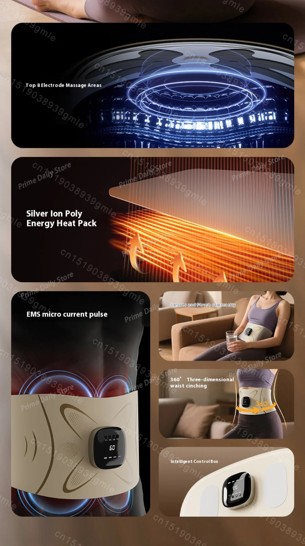 EMS Pulse Massage Belt Body Shaping Massager Fat Burning Warming Massager Muscle Stimulator Slimming Massage Belt Exercise Tools