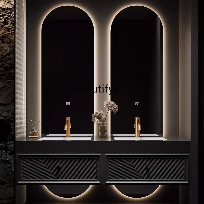 Double Basin Bathroom Cabinet Combination Affordable Luxury Style Stone Plate Bathroom Washstand Bathroom Washbasin