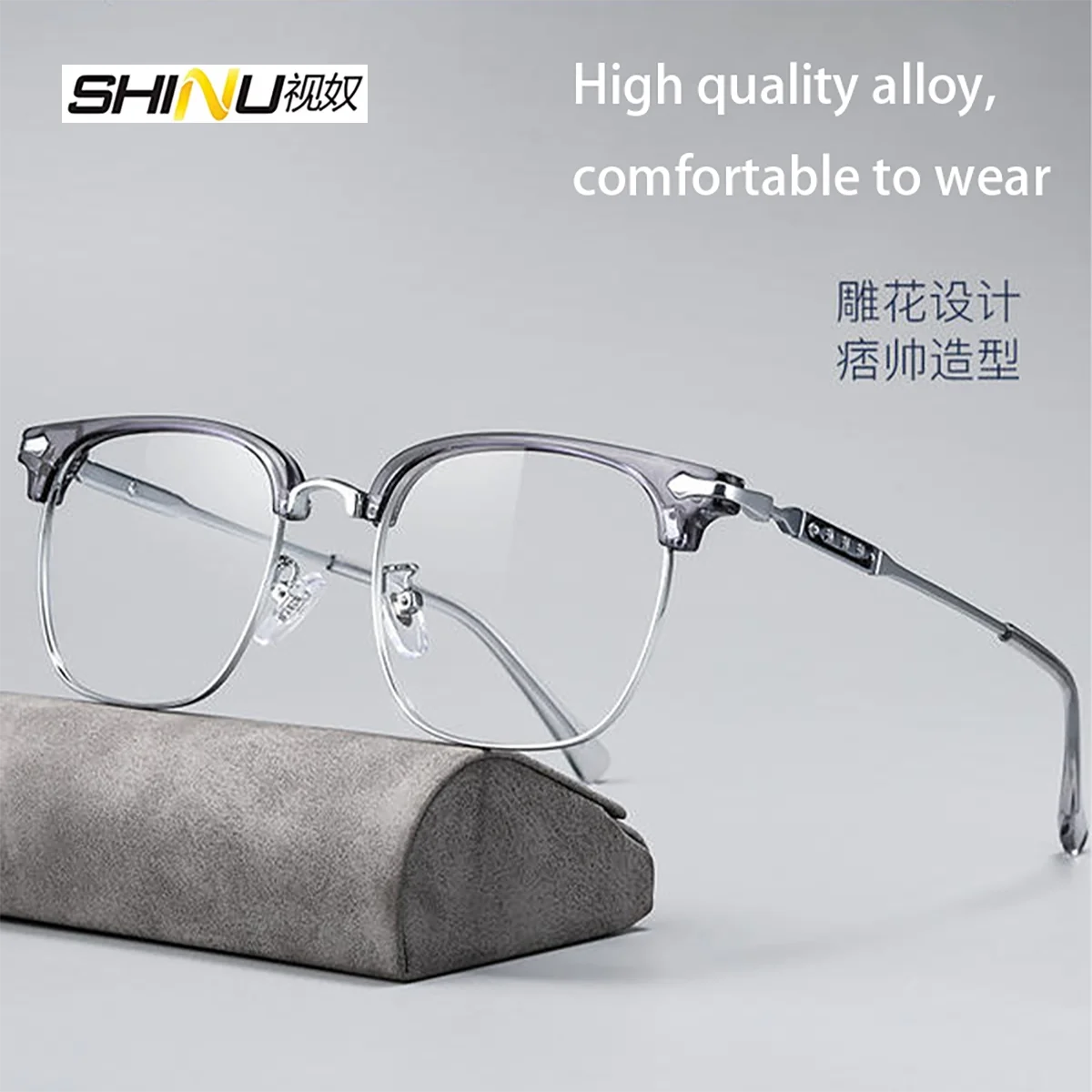 Progressive Focus Magnifying Glasses Ultra Light Titanium Retro Frame Prescription Reading Glasses Presbyopic Glasses For Women