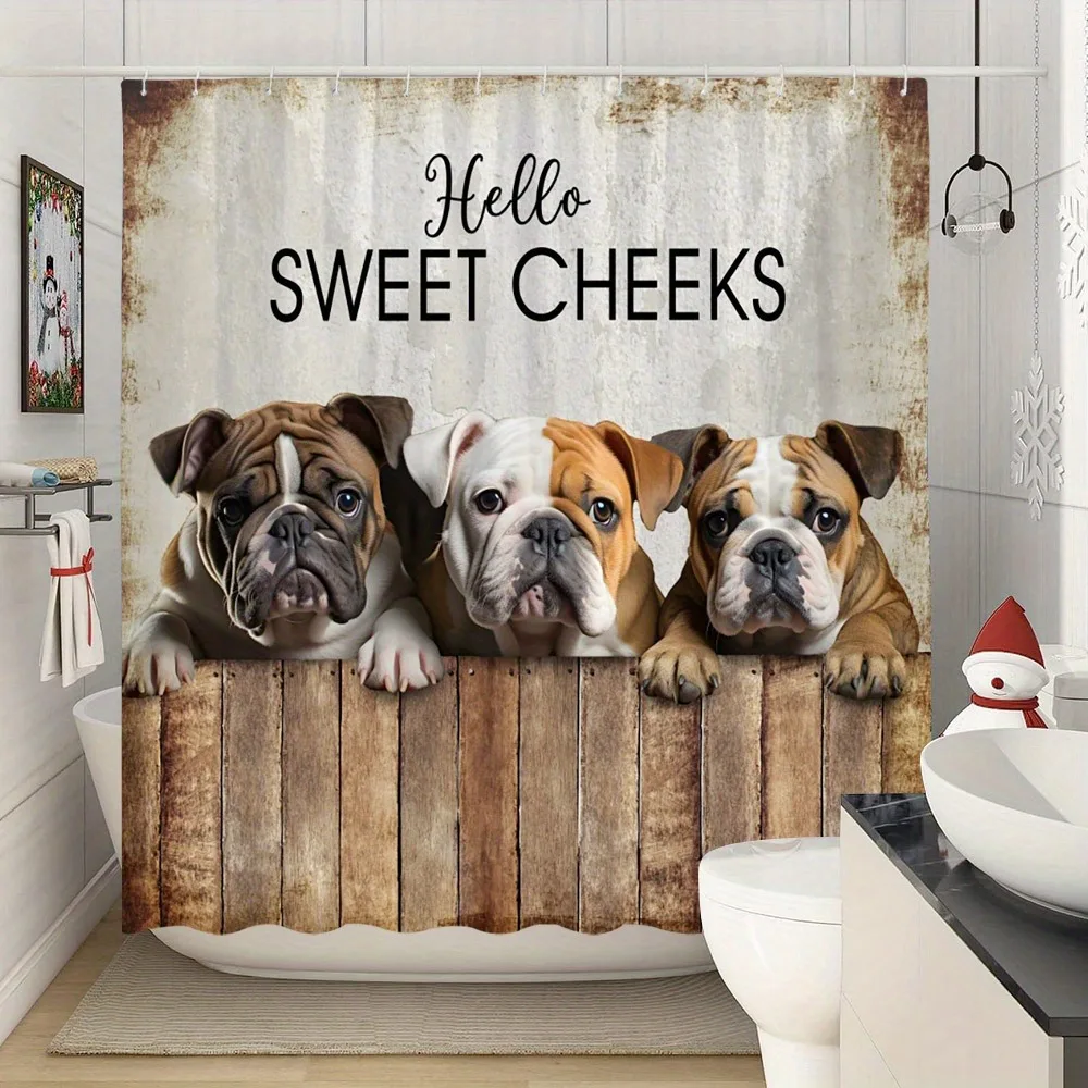 Rideau de douche en Polyester imperméable, bouledogue, coiffe de douche sur la clôture, lavable, résistant à la saleté