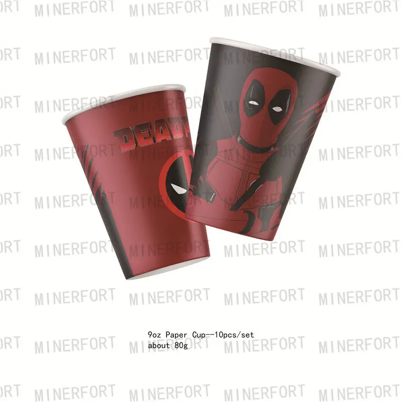 Superhero Deadpool Theme Cartoon Festival Celebration Party Suppiles Kids Happy Birthday Disposable Tableware Balloon Decorate