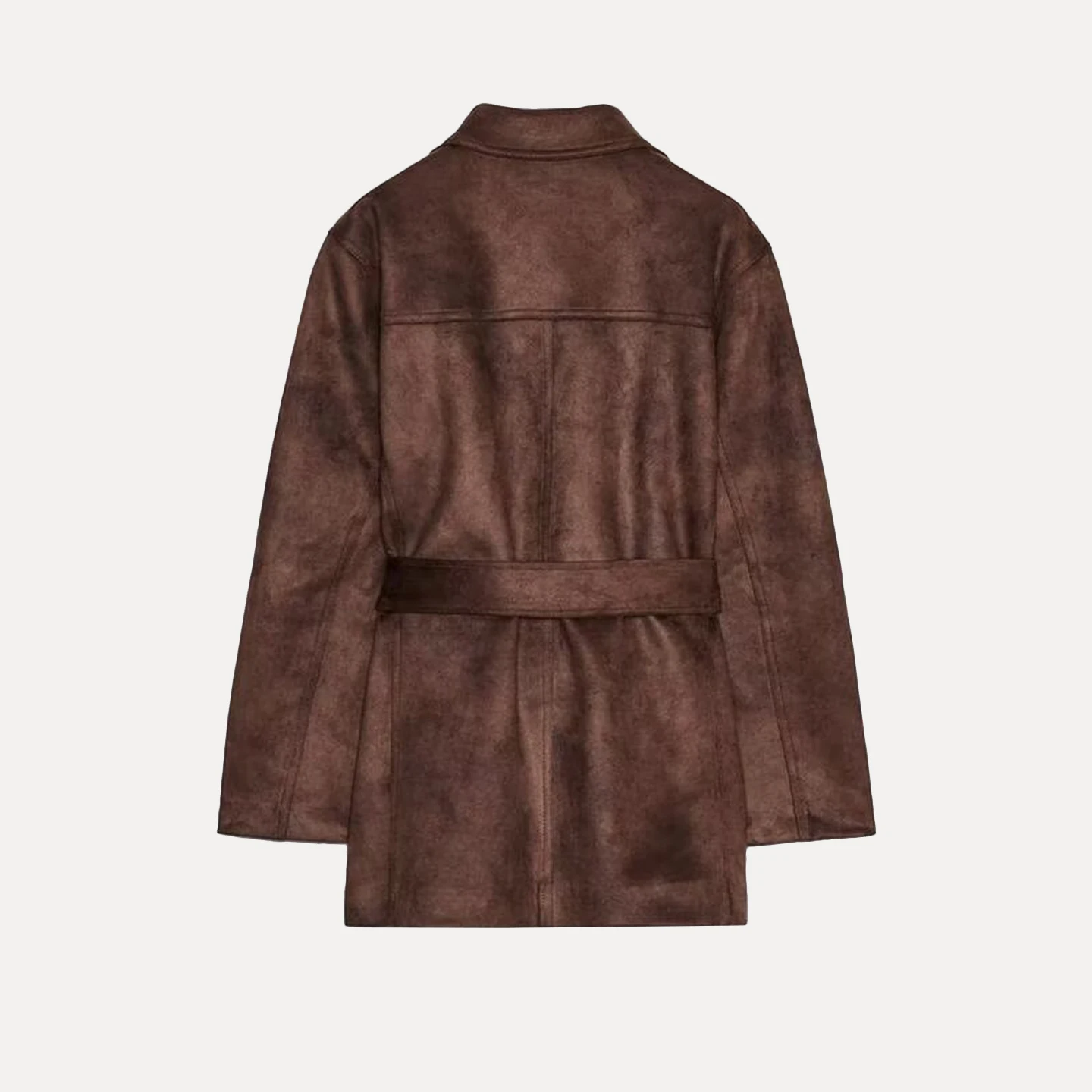 

Faionable Faux Suede Jaet with Belt Autumn New Arrival Women's Casual Sle Stand Edition Z 496822