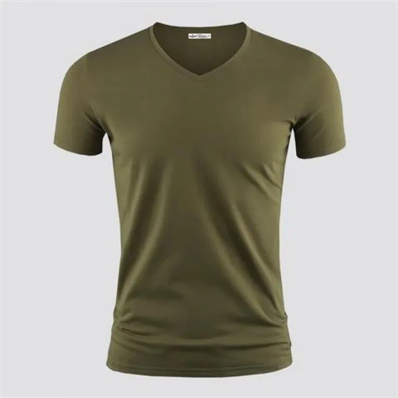 Army green V-neck