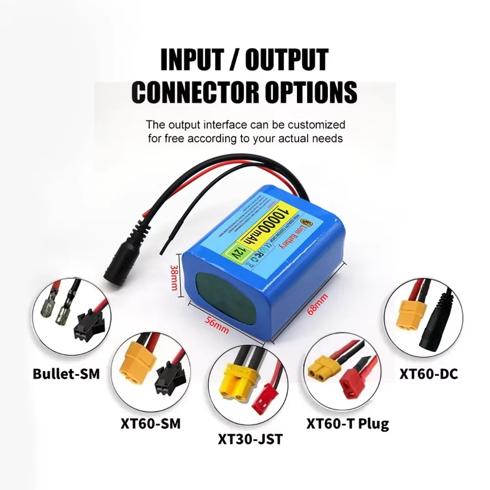 3S2P 12V 10000mAh Battery 18650 Li-ion 10Ah Rechargeable Batteries with BMS Lithium Battery Packs Protection Board
