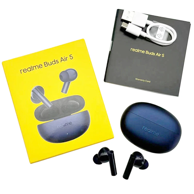 Global Version realme Buds Air 5 TWS Earphone 50dB Active Noise Cancelling True Wireless Bluetooth 5.3 38H Battery Life Headset