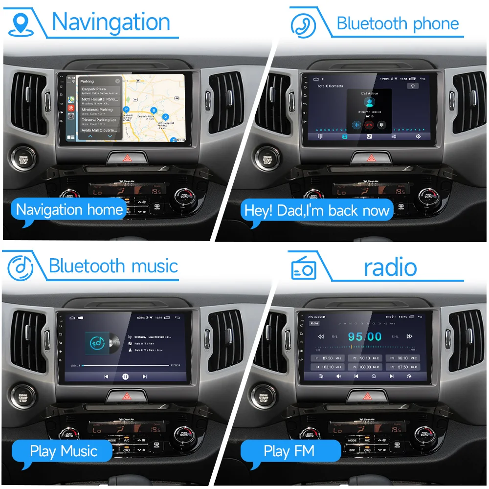 JIU YIN GPS Car Radio For KIA SPORTAGE 2011-2016 Multimedia Video Player Navigation GPS 2 Din Android 12 4G Net WIFI stereo DVD