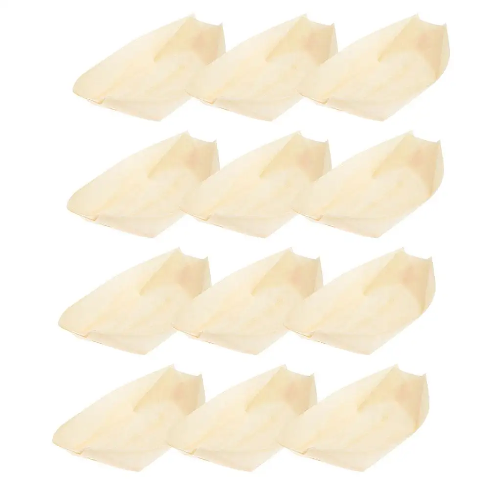 

100pcs Sushi Boat Plates Disposable Snack Bowls Dessert Charcuterie Food Items Party Supplies Wooden Kitchen Barware