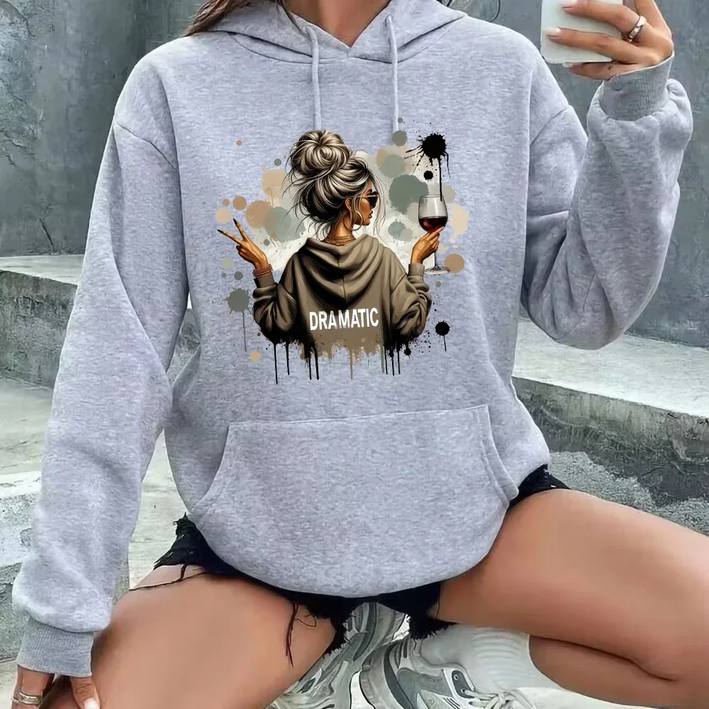 Jaren 2000 Hoodie Streetwear Dramatische Wijn Art Print Lange Mouw Sweatshirt Kleding Vintage Jaren 2000 Hoody Herfst Winter Hoodies