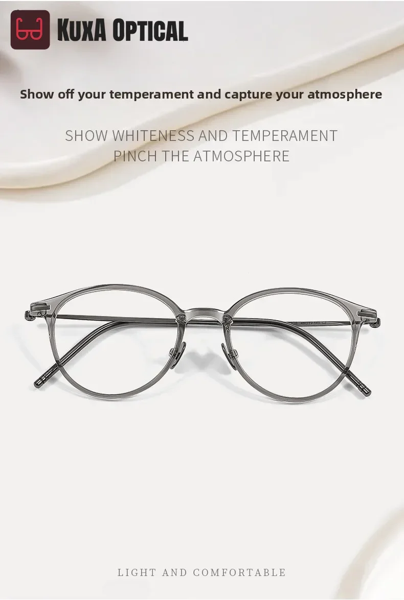 

XUKA New Ultralight Pure Titanium Computer Optical Prescription Round Myopia Progressive Eyeglass Glasses High Quality Women