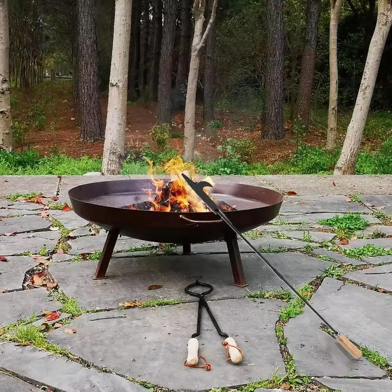 Palo de póker de fuego para fogata al aire libre, póker para fogata, chimenea, póker de fuego, palo de póquer de fogata de 33 pulgadas de largo con madera