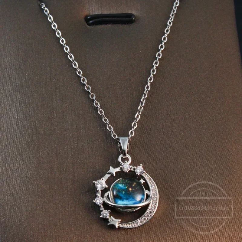 새로운 행성 지르콘 별 라운드 구리 펜던트 목걸이, 여성 및 남성용, 기질 액세서리, 매력적인 웨딩 파티 쥬얼리 선물