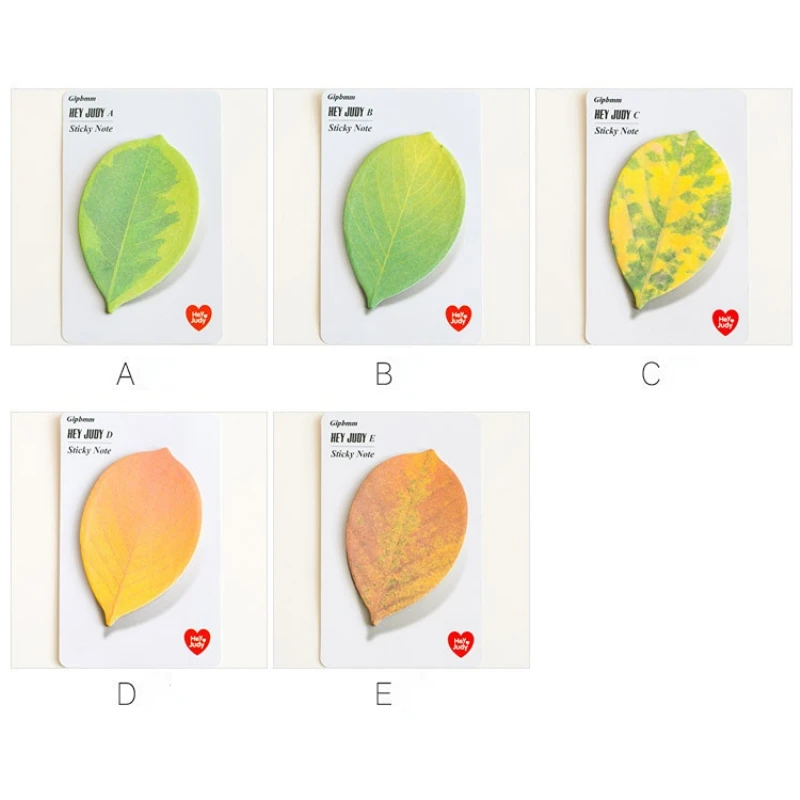 크리에이티브 나뭇잎 책갈피 메모 패드, 5 장/25 매, 스티커 메모 게시 플래너 문구, 학교 용품, 종이 스티커