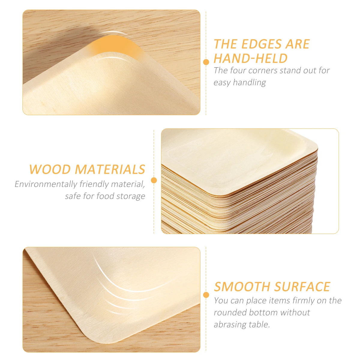 

100Pcs Wooden Disposable Square Plates Natural Wood 14cm Eco Friendly Party Tableware Wedding Picnic Birthday Plastic