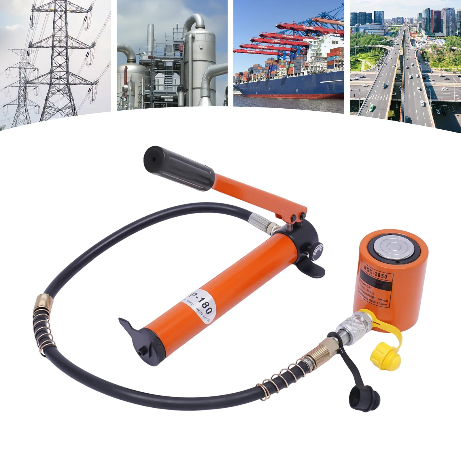 20T Mini Hydraulic Ram Cylinder Jack with Power Ram Manual Hydraulic Pump for Machinery Shipbuilding BSC-20+CP-180