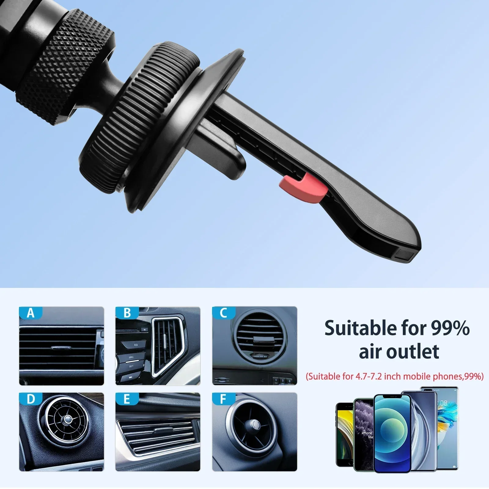 Gravity Car Phone Holder 360 Degree Rotatable Invisible Alloy Car Mount Air Vent Dashboard Gravity Mount GPS Stand Cell Support