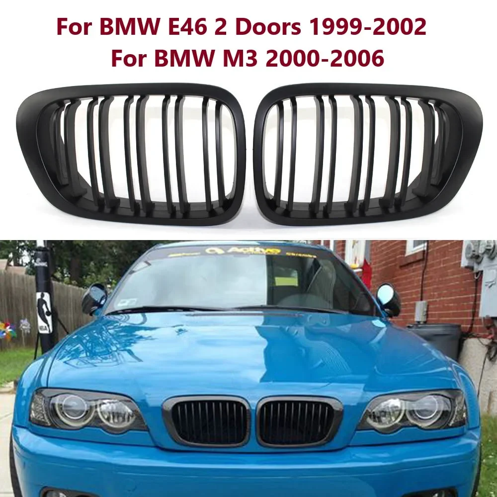 For BMW 3 Series 1999-02 E46 M3 323 i/is 325Ci 328 i/is/Ci 330Ci 2 Doors Pair Car Front Bumper Kidney Grill Replacement Grilles