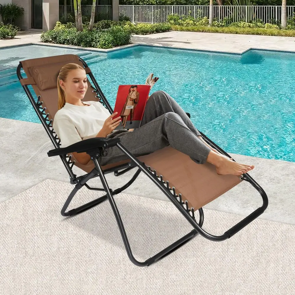 

Регулируемые кресла с нулевой гравитацией, комплект из 2 шт., складные уличные кресла-шезлонги из текстилена с подушкой, грузоподъемность 300 фунтов, портативные.