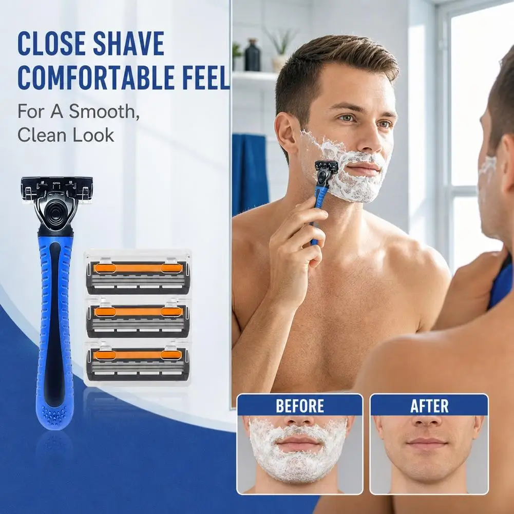 Razor Classic 6 Layer Safety Razor For Men Facial Shaving Safety Razor Handle Replacement Blade Smooth Body Hair Removal Trimmer