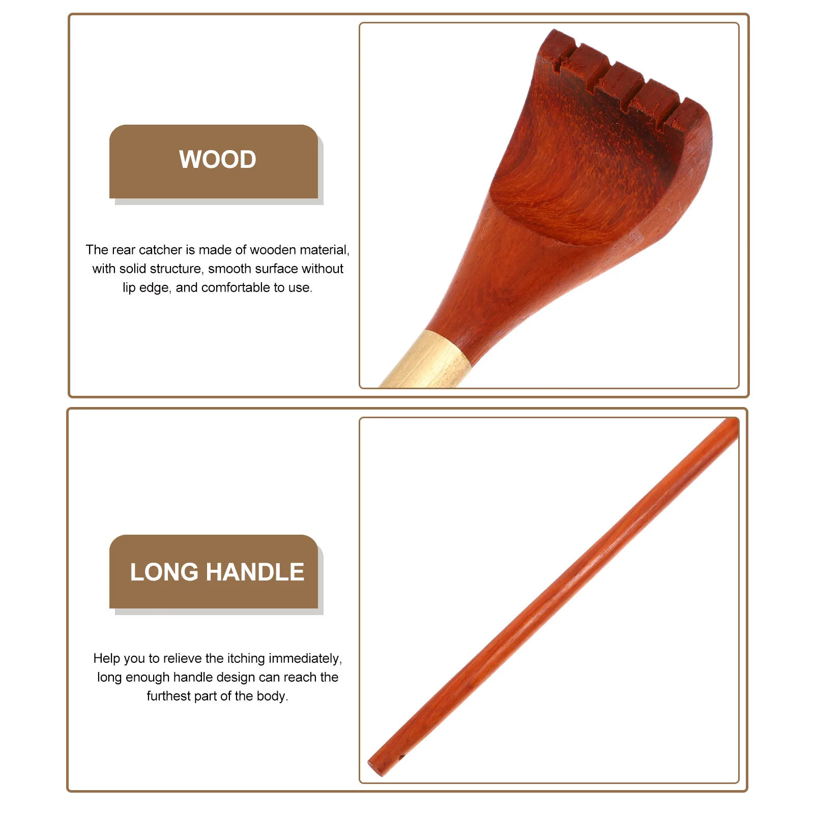 

2Pcs Long Handle Back Scratcher Wood Massage Tool for Severe Itching Relief Portable Scratchers Adults Elderly Pregnant