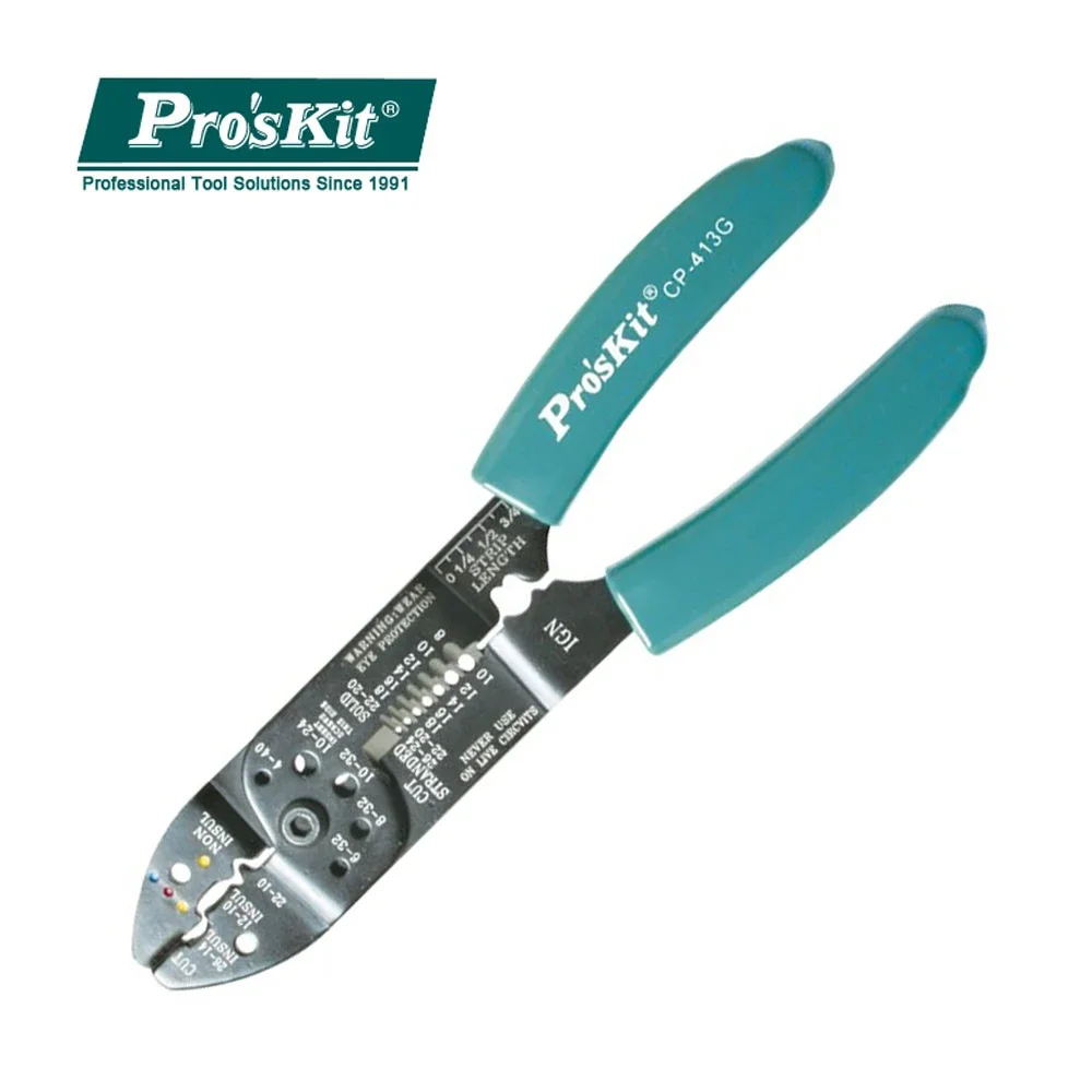 

Pro'sKit CP-413G Multi-Function Cable Stripping Pliers Tools Electrician Crimpers Cuts And Strips Wire Terminal Cutters (8.5")