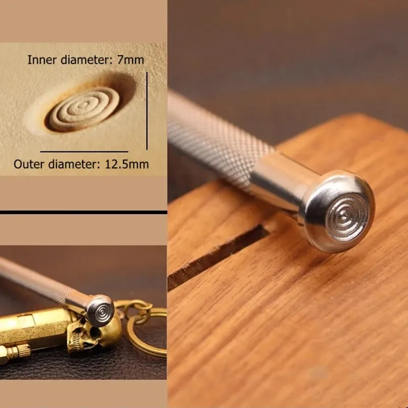 

J68-12 Spiral Core Stamp 12.5x7mm - 304 Stainless Steel Concentric Circle Tool For Veg Tanned Leathercraft | DIY Leather Print