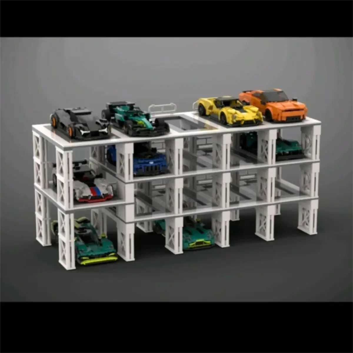 MOC-185350 Electronic Drawing and Building Blocks Set for 8-Slot Aerial Parking Lot 679 PCS Light Grey Guardrail Birthday Gifts