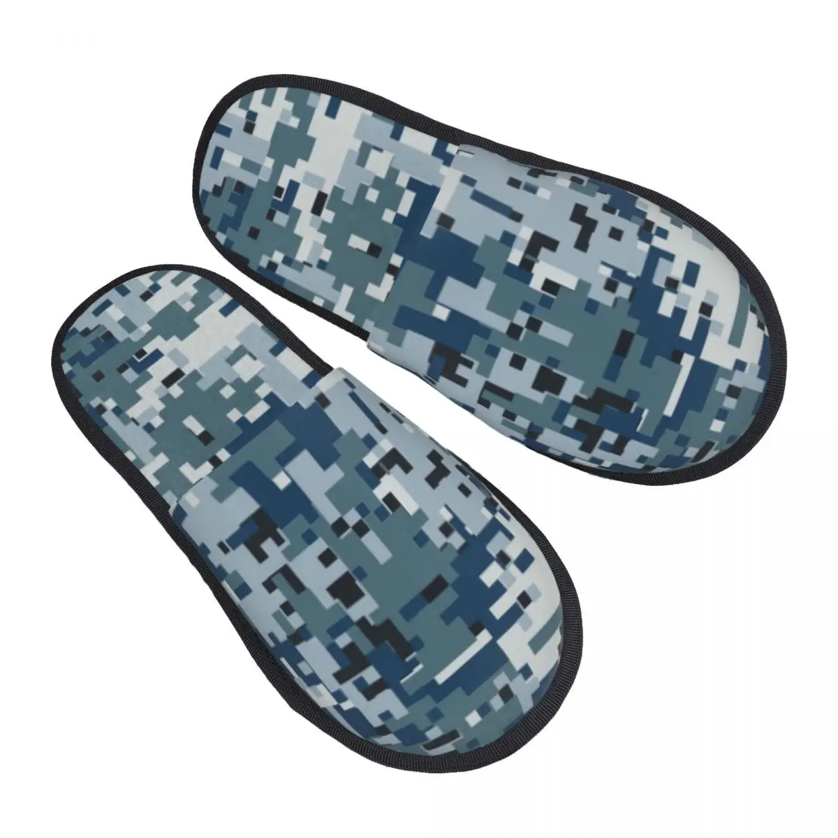 

Navy Marine Camo Cozy Scuff Memory Foam Slippers Women War Camouflage Bedroom House Shoes