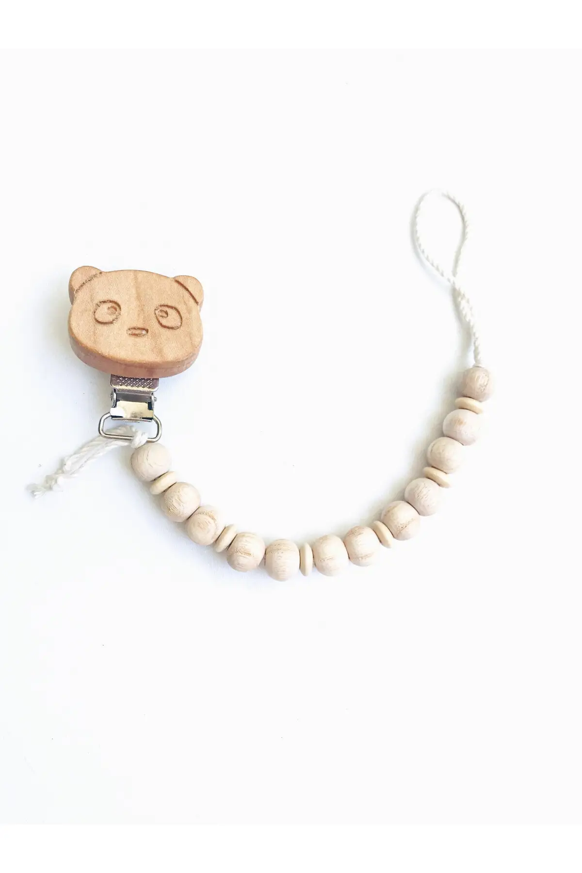 Maple Natural Pacifier Chain, Suitable for the Use of Newborn Pacifier Strap Teddy Bear Figure 100 Natural Beaded Pacifier Strap,