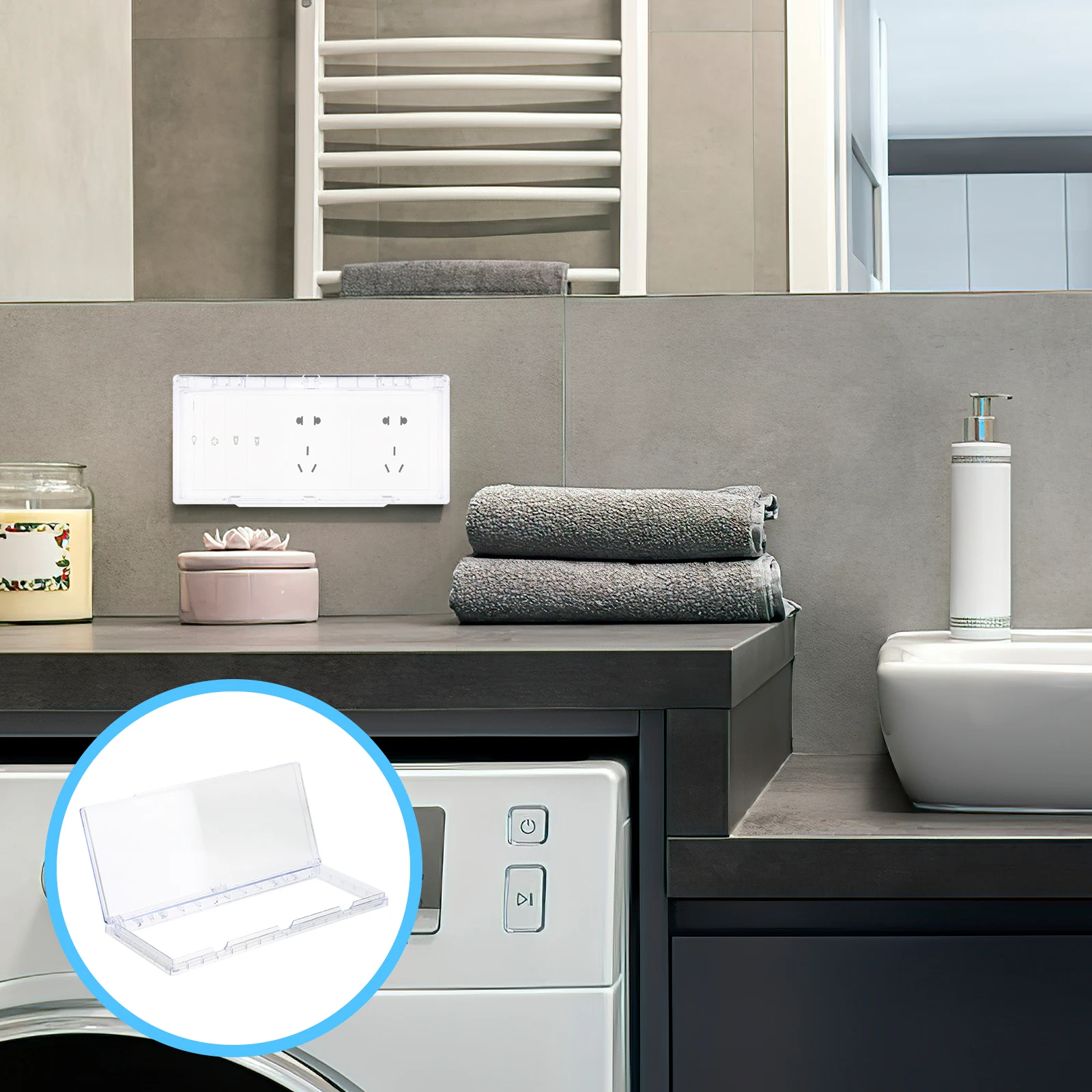 

Outdoor 3-Slot Waterproof Outlet Cover Weatherproof Receptacle Protector Splash Socket Protection Box for Bathroom Balcony