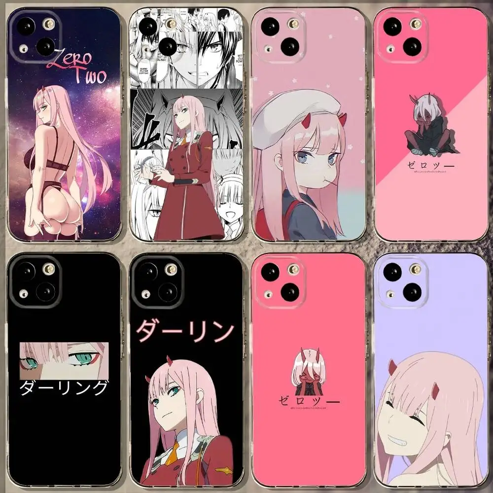 

Zero Two D-Darling Phone Case For iPhone 16,15,14,13,12,11 Plus,Pro,Max,XR,XS,X,7,8 Plus,SE,Mini Soft Transparent Cover