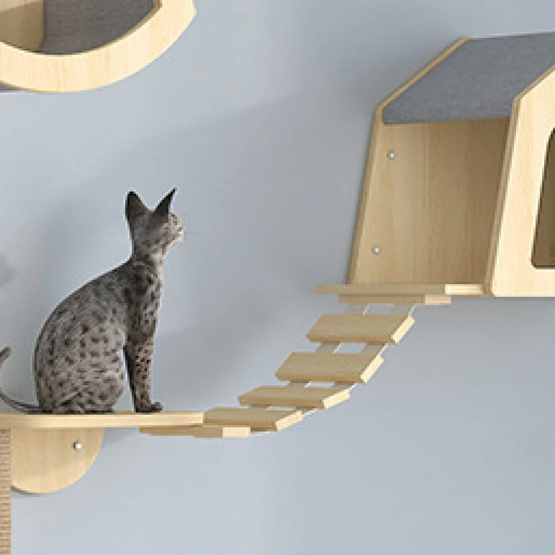 Cat Hammock Climbing Frame Wall Ladder, Climbing Frame Connector, Small Solid Wood Cat Climbing Frame