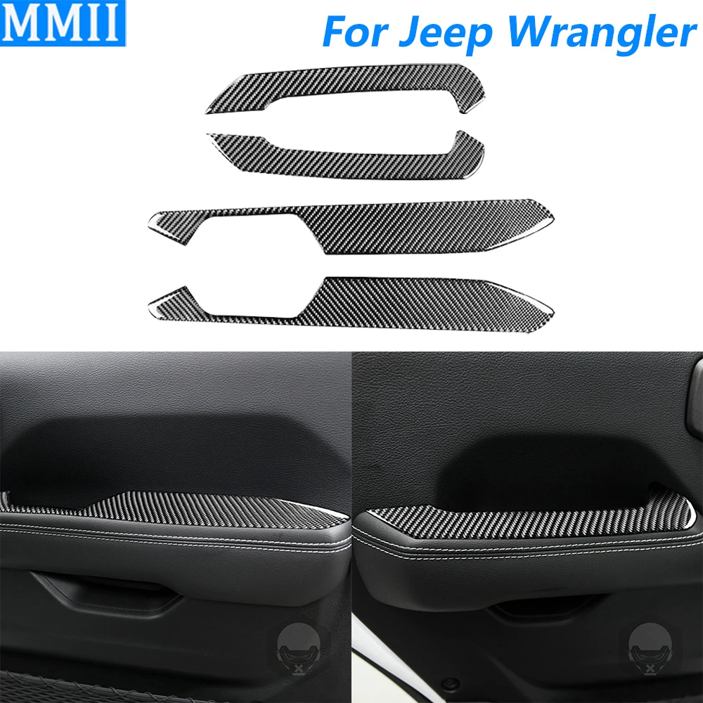

For Jeep Wrangler 2018-2020 Carbon Fiber Inner Door Armrest Panel Decorative Cover Car Accessories Interior Decoration Sticker