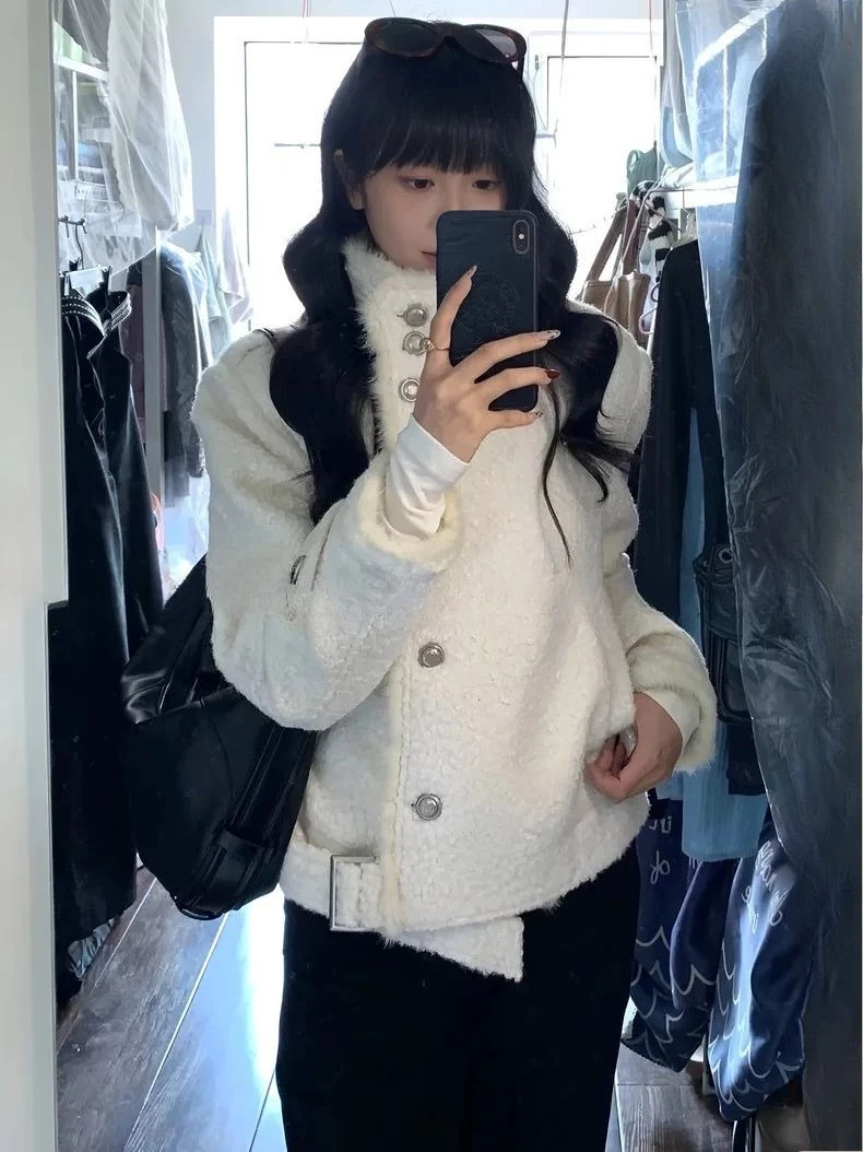 

2026 корейские праздничные водолазки, женские японские кавайные куртки из искусственного меха для девочек Y2k, милые винтажные пальто, шикарные элегантные