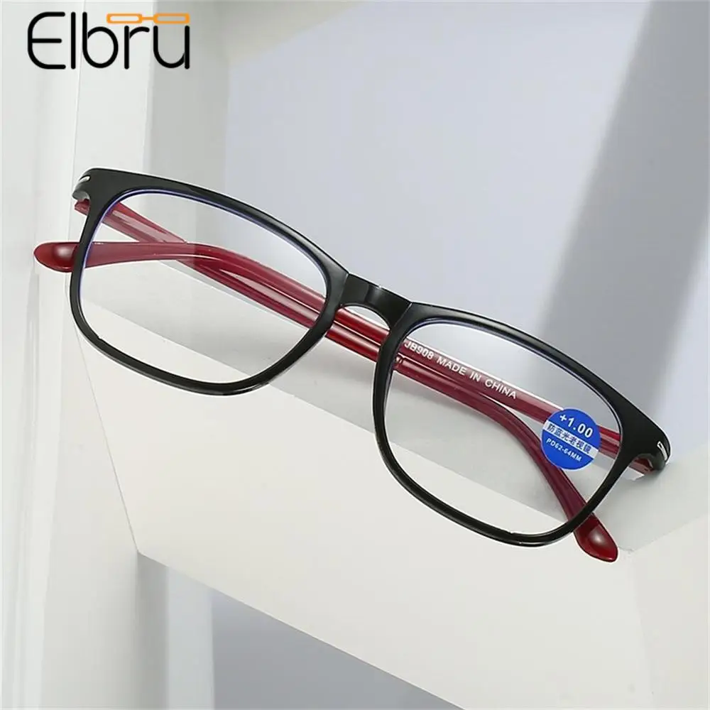 Elbru Ultralight Anti Blue Light Reading Glasses Women Men Sqaure Presbyopia Eyeglasses Unisex Reading Goggle Diopters 0+1...+4