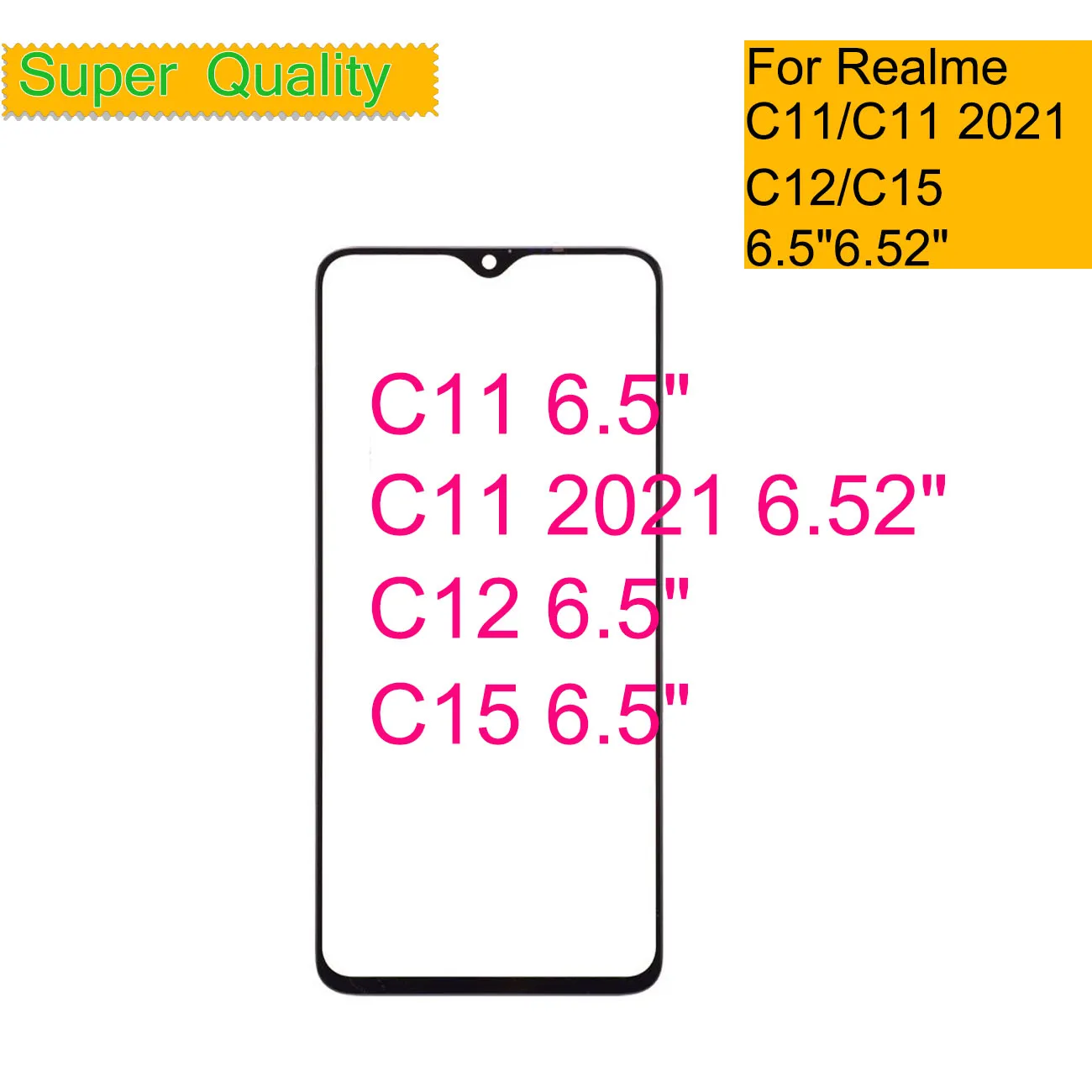 10Pcs/Lot For Realme C11 2021 Touch Screen Front Outer Glass Panel Lens For Realme C12 C15 LCD Front Glass With OCA Glue