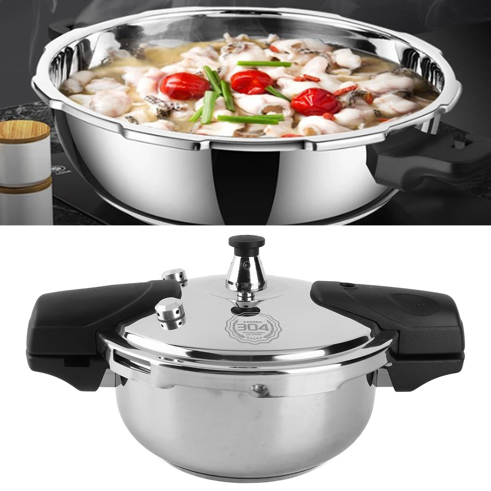 

Stainless Steel Mini Pressure Cooker Safe Explosion Proof 1.8L Pressure Cooker Oyster Fish Head Pot for Gas Stove Induction Cook