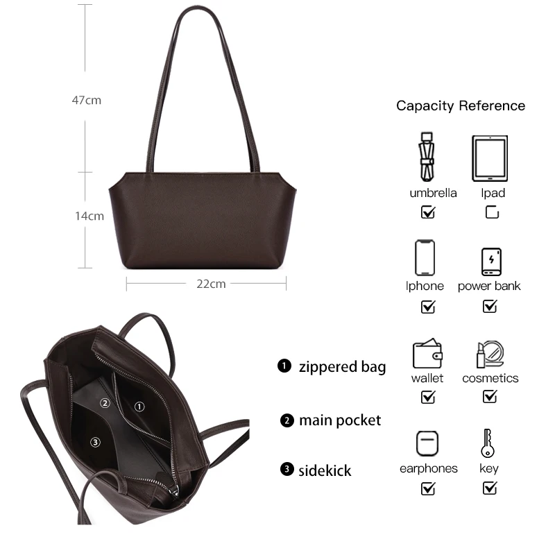 Luxury Women's Genuine Cowhide Leather Mini Shoulder Tote Bag Pebbled Leather Long Strap Underarm Handbag Minimalist Daily Purse image 6