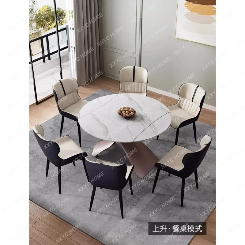 XX Living Room Home Furniture Dining Desk Rotating And Lifting Moving Rock Plate Tea Table Multi Function Coffee Tables Side Tab