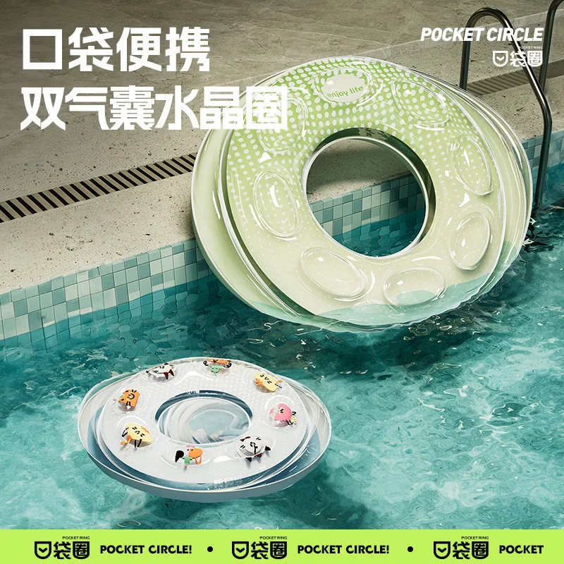 

Double Air Chambers Swimming Ring - Extra Thick Inflatable Pool Float for Kids/Adults, High Buoyancy Crystal Clear Water Tube 튜브