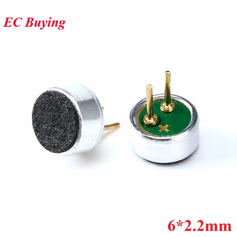 Microfones Capacitivos Eletret de 6*2.2mm com Sensibilidade de Captação, Microfone Condensador Eletret 6mmx2.2mm para Arduino (50/20 peças)