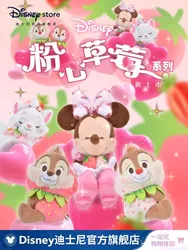 Original Shanghai Disney 2024 Pink Heart Strawberry series Minnie Chip And Dale Marie Cat plush doll cute pendant