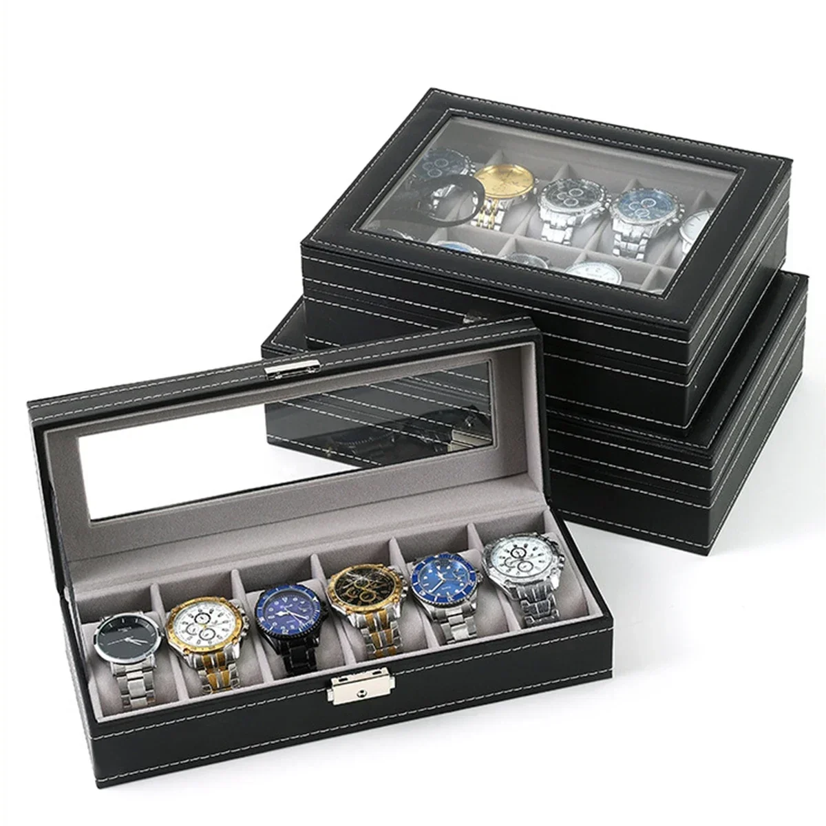

2/3/4/5/6/8/10/12 Girds Cases Storage Box Watch Boxes Watch Organizer Case PU Leather Watch Display Jewelry Box for Best Gifts
