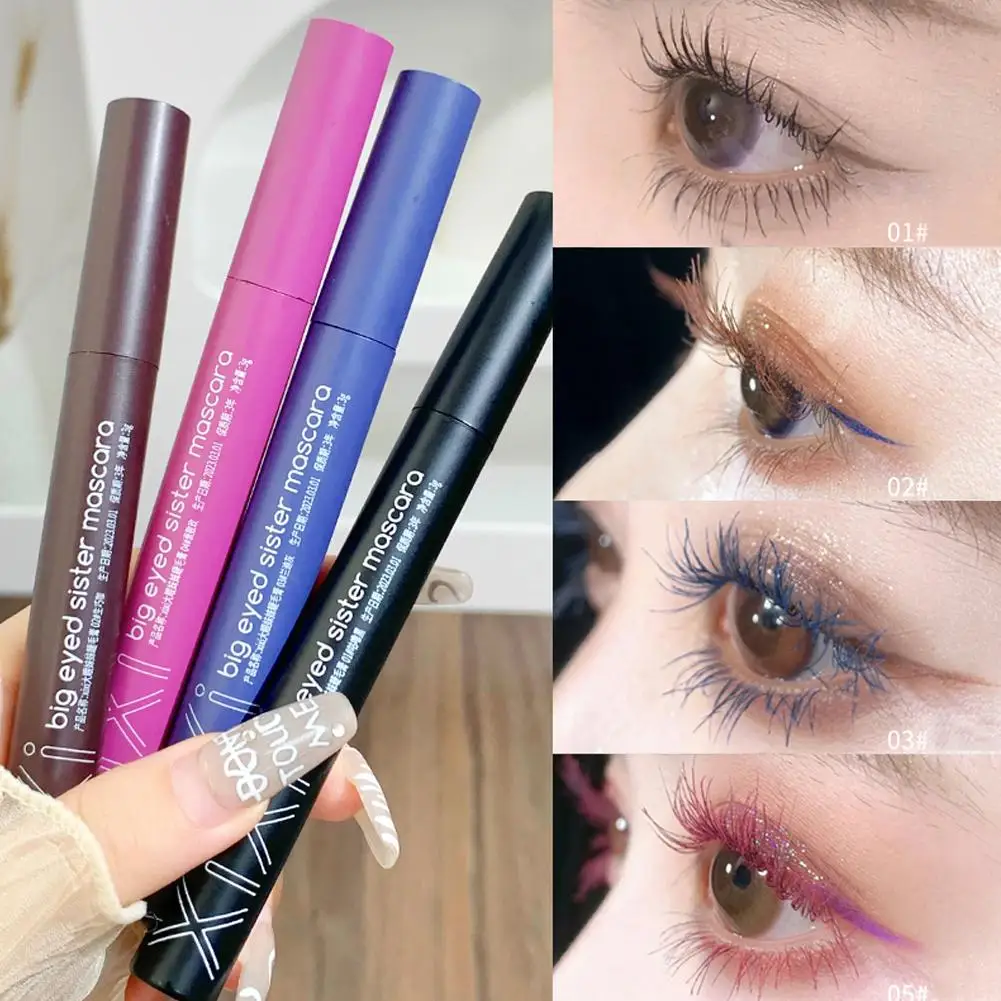 Bunte blaue Wimpern tusche ultra feine kleine Bürsten kopf Mascara Curling Comes tics Anti-Schweiß schlank dick und Mascara nicht verschmiert cu m9b1