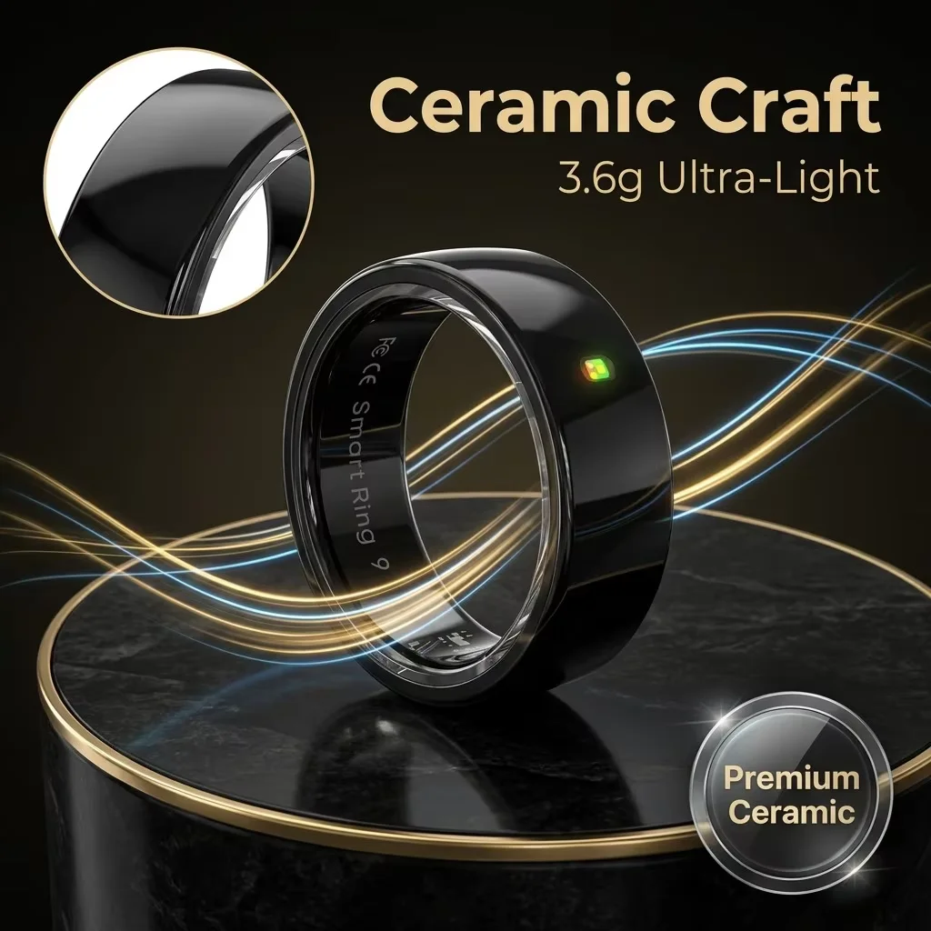 R05 BT Smart Ring 5ATM Waterproof Ceramic NFC Men Women Health Tracker Sleep Stress Monitor Blood HeartRate Multi Sport Mode