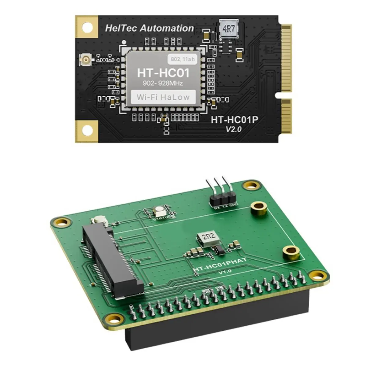 A32I HC01P V2 WiFi HaLow Module Mini PCIe Interface 902-928MHz with HT-HC01PHAT HC01P Baseplate for Most IoT Scenarios