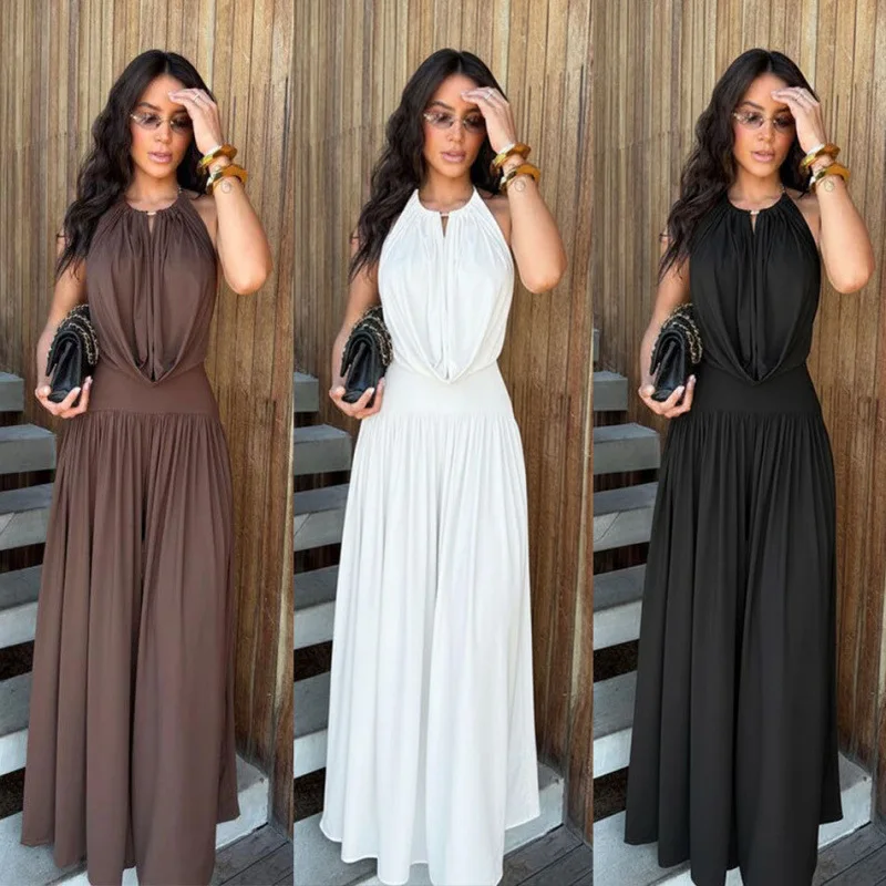 

Pant Set Women Two Piece Sets Halter Sleeveless Short Tops Sexy Wide Leg Long Pants Elastic Waist Y2k Streetwear Elegant 2026