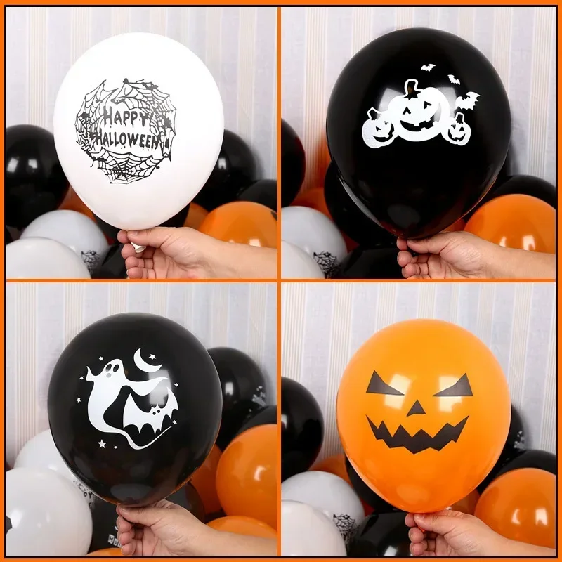 Halloween Orange Black Pumpkin Skeleton Ghost Latex Balloon for Halloween Party Round Balloons Decoration Supplies Wholesale