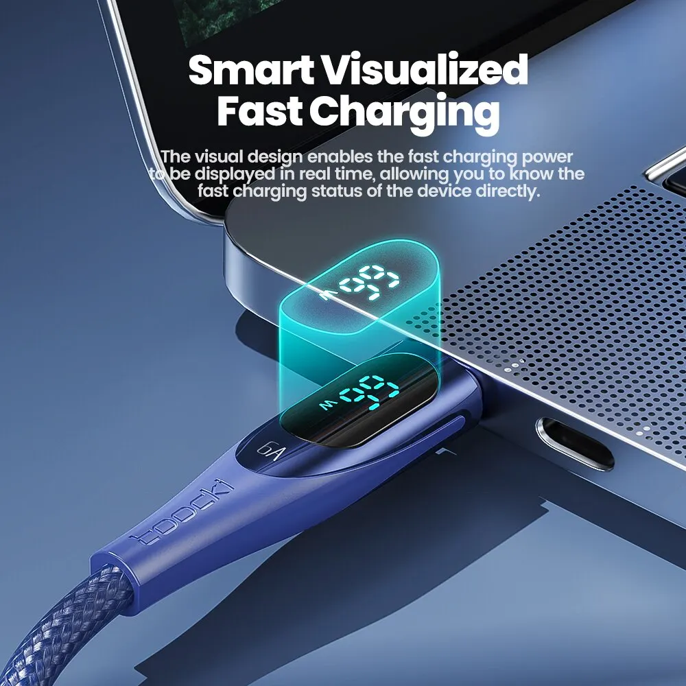 Toocki USB A To Type C Cable 6A For Huawei Honor Xiaomi Samsung Super Charge 66W Fast Charging Zinc Alloy Data Cable Wire Cord